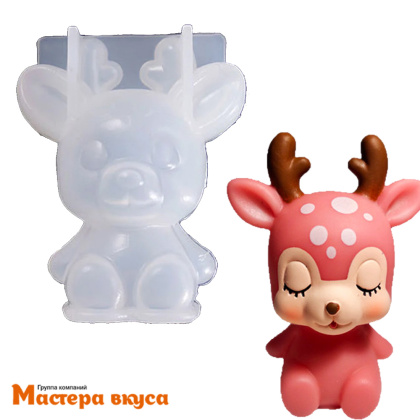 Молд силиконовый  3D ОЛЕНЕНОК 7 см, Китай (тонкий силикон)