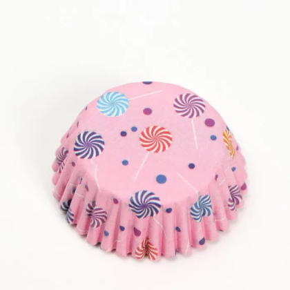 Капсула бумажная для конфет, d-3,5см  h-2см, ЛЕДЕНЕЦ РОЗОВАЯ (миниупак ~25-30 шт)