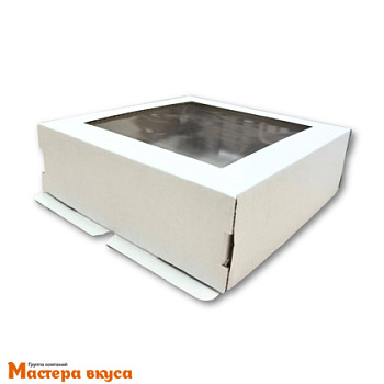 Короб для торта с окном 220*220* 70 мм, белый (2-Д) АП