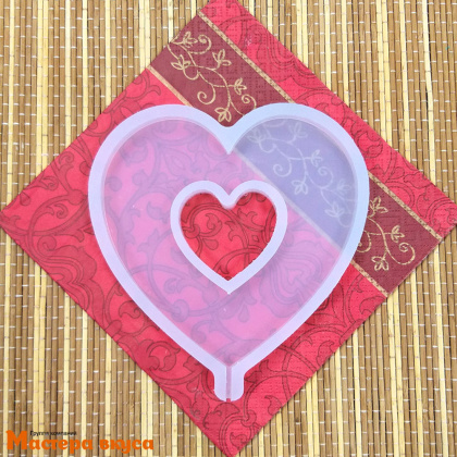 Форма для леденцов силиконовая СЕРДЦЕ СКВОЗНОЕ БОЛЬШОЕ, D~12 см