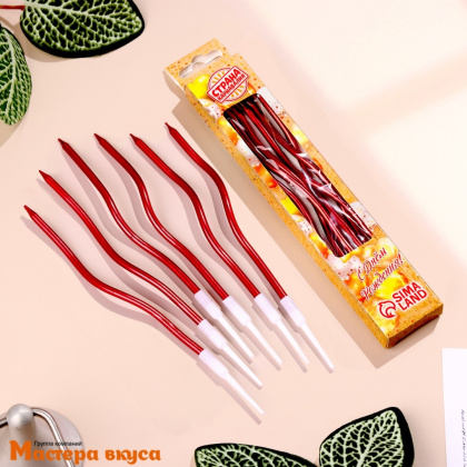 Свечи высокие Волна красные, (набор 6 шт), h-15см