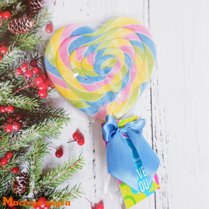 Карамель леденцовая   ЛОЛЛИ СЕРДЦЕ БОЛЬШОЕ, 120 г. (11*10 см)  SN