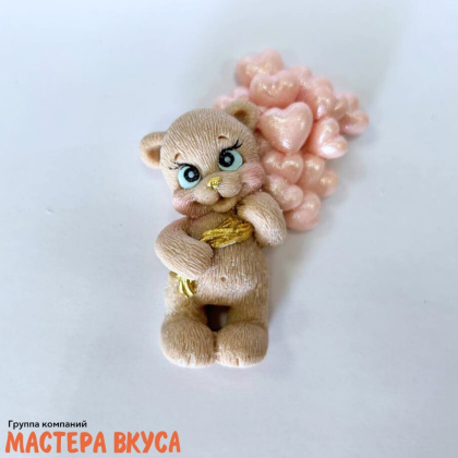 Фигурка из шок. глазури "Мишка с шариками" 2D, h~7 см