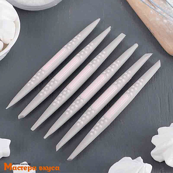 Набор инструментов для моделирования изделий из мастики (в наборе 6 шт), 16 см, силикон