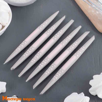 Набор инструментов для моделирования изделий из мастики (в наборе 6 шт), 16 см, силикон