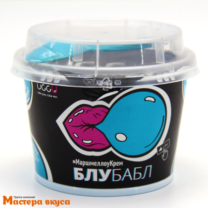 Кремовый зефир "UGGU" "Маршмеллоукрем Блубабл", стаканчик с ложечкой, 130 гр