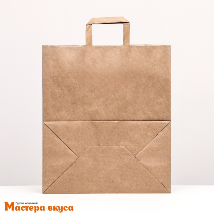 Пакет бумажный с плоскими ручками 320*180*320 мм, (крафт)