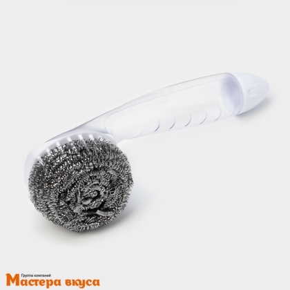 Губка для посуды металлическая, с ручкой дозатором Доляна 21,5*6,5*6 см 