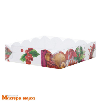 Упаковка для пряников и печенья с прозр. крышкой 120*120*30 мм (XMAS) (2-д)