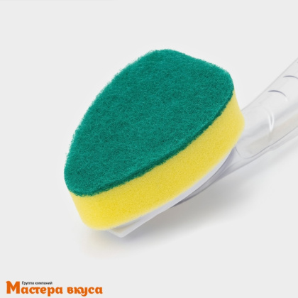Губка для посуды поролоновая, с ручкой дозатором Доляна 24*5,5*8 см 