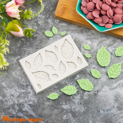 Молд силиконовый ЛИСТИКИ РОЗОЧКИ 12в1, 9*6 см