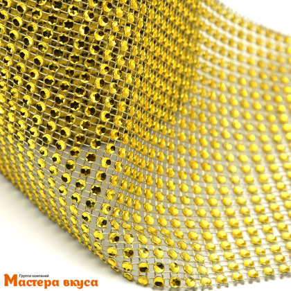 Лента  декоративная h~12см, со стразами ЗОЛОТО, 1 метр