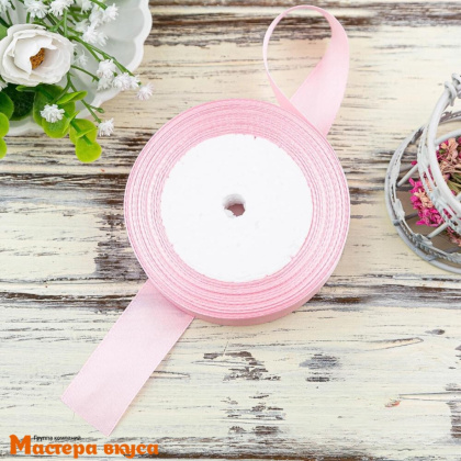 Лента атласная, РОЗОВАЯ (СВЕТЛАЯ), 25мм, ~23м