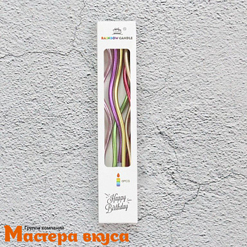 Свечи высокие Волна металлик цветной, (набор 6 шт), h-15см