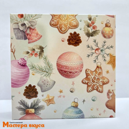 Упаковка для конфет  4 шт с прозрачной крышкой 120*120*30мм (Елочные игрушки) (5-д)