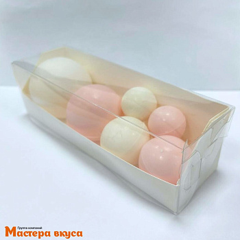 Фигурки из шок. глазури "Набор 6 шаров", БЕЛО-РОЗОВЫЙ, d~5.5/ 4.5/ 3.5/ 2.5 см