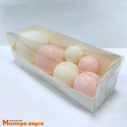 Фигурки из шок. глазури "Набор 6 шаров", БЕЛО-РОЗОВЫЙ, d~5.5/ 4.5/ 3.5/ 2.5 см