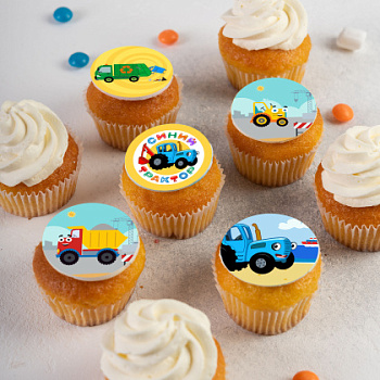 Фотопечать Синий трактор, для капкейков, №7