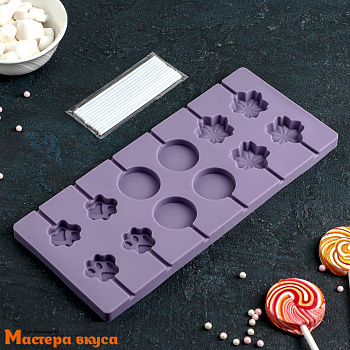 Форма для леденцов силиконовая ВКУСНАЯ СЛАДОСТЬ, (12 ячеек) 26,5*11,5 см 