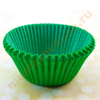 Капсула  бумажная круглая, d-5см h-3см, ЗЕЛЕНАЯ "Тарталетка" 45 гр/м, (упак ~20-25шт)