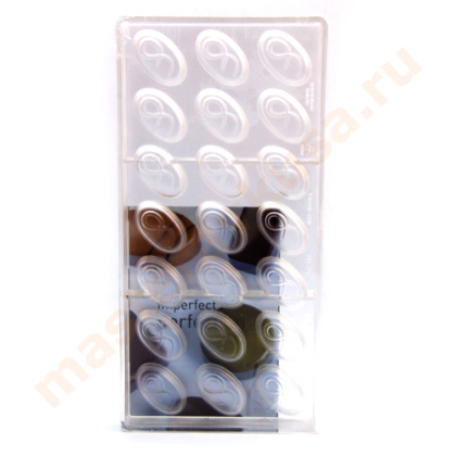 Форма поликарбонатная для шоколада ПРАЛИНЕ ОВАЛ, (21 ячейка) 13.5*27.5 см, Pavoni (Италия)