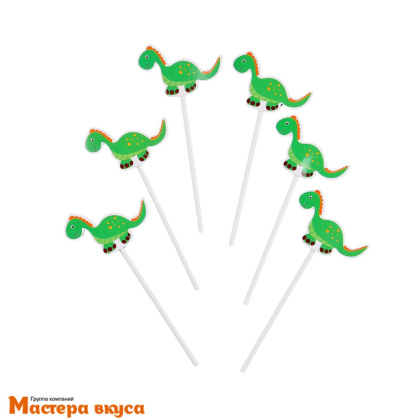 Набор топперов ДИНО, картон (набор 6 шт) ~16 см