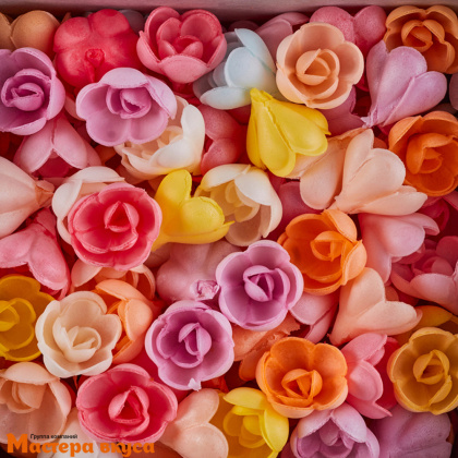 Вафельные цветы РОЗЫ малые d~2,5 см, (упак 160 шт микс)