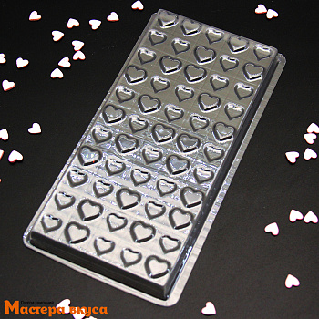 Форма для шоколада пластиковая, плитка СЕРДЦА, 165*95 мм 