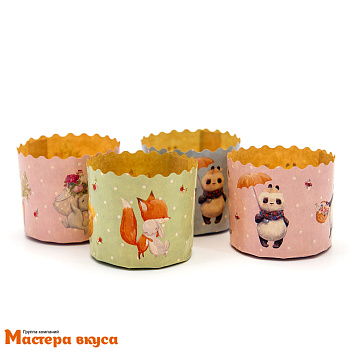 Форма бумажная для кулича ( 75г) d60*h45 мм ЗВЕРЯТА
