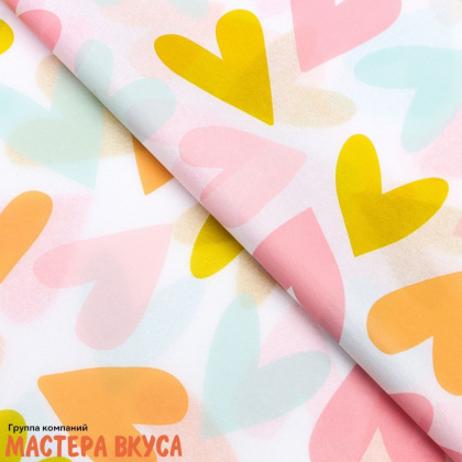 Бумага упаковочная тишью "С любовью" 50*70 см (упак 5 листов) 