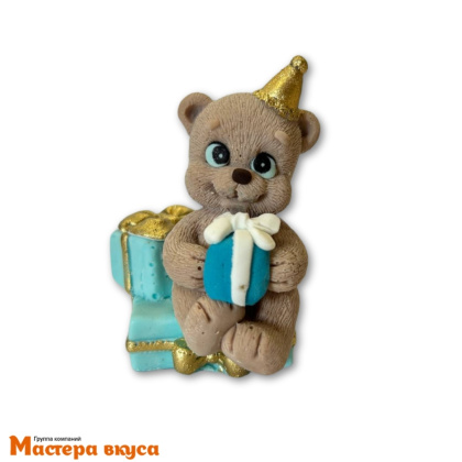 Фигурка из шок. глазури "Мишка с подарком", h~6,5 см