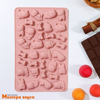Форма для шоколада силиконовая  ДОМАШНИЕ ПИТОМЦЫ, (32 ячейки) 19,5*12,5*1 см