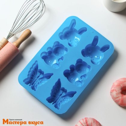 Форма силиконовая ЖИВОТНЫЕ.ЗООПАРК, (6 ячеек) 26*17 см