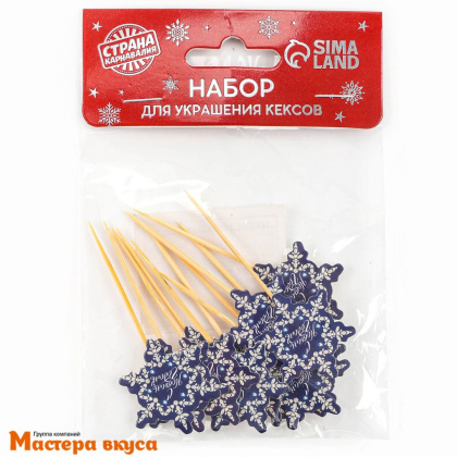 Набор топперов  СНЕЖИНКА, картон, (набор 12 шт) ~12см