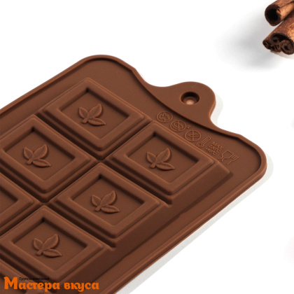 Форма для шоколада силиконовая, плитка ДОЛЬКИ С МЯТОЙ, (10 ячеек) 16,5*8,5 см