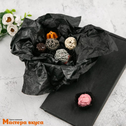 Бумага упаковочная тишью ЧЁРНАЯ 50*66 см (упак 10листов) 