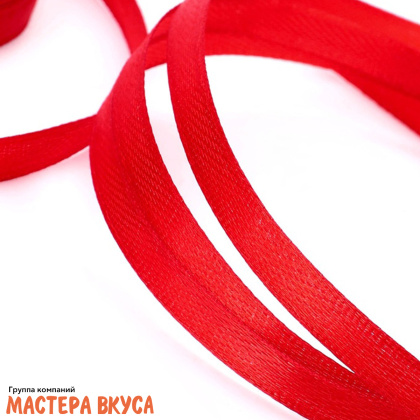 Лента атласная, КРАСНАЯ, 6мм, ~23м, №26