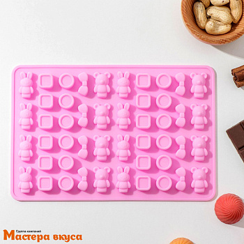 Форма для мармелада и шоколада силиконовая ИГРУШКИ, (48 ячеек) 20,7*13,7*1 см