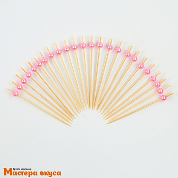 Шпажки "Жемчужина розовая", дерево, 12 см (набор 24 шт)