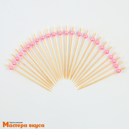 Шпажки "Жемчужина розовая", дерево, 12 см (набор 24 шт)