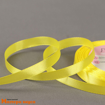 Лента атласная, ЖЕЛТАЯ, 10мм, ~23м