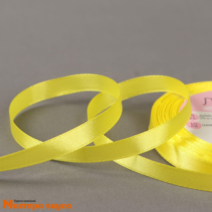Лента атласная, ЖЕЛТАЯ, 10мм, ~23м