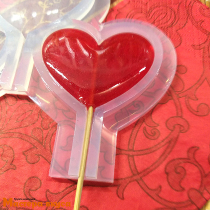 Форма для леденцов силиконовая СЕРДЕЧКИ, (5 ячеек) d~4,5 см 