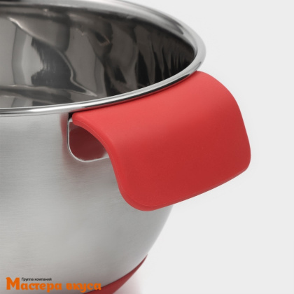 Миска кухонная из нержавеющей стали противоскользящая с ручкой 2 л, d-22 см