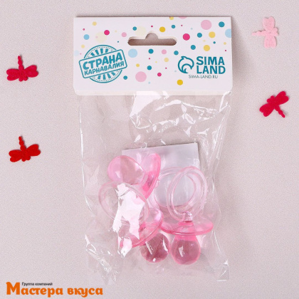 Набор для украшения торта "Пустышка ", розовый, пластик (3 шт)