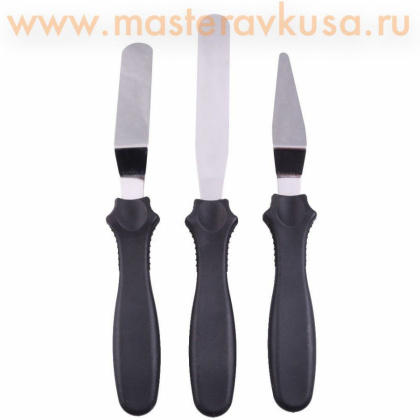Набор палет-лопаток 23 см, металл с пластиковой ручкой, набор 3 шт (спатула)
