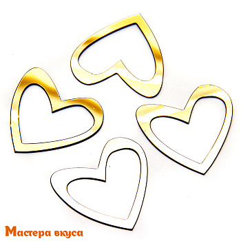 Зеркальное украшение  мини СЕРДЦА, золото, (набор 12 шт) ~2-4 см 