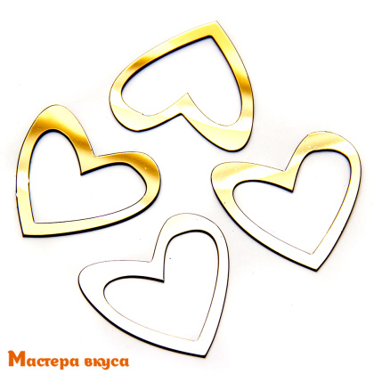 Зеркальное украшение  мини СЕРДЦА, золото, (набор 12 шт) ~2-4 см 