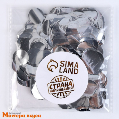 Конфетти декоративное для бенто-торта и шара, "Круг" серебро, d 1,5 см, 10гр