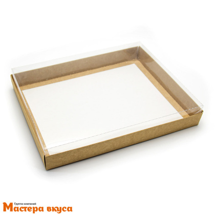 Упаковка для пряников и печенья с прозр. крышкой 260*210*30 мм (крафт)